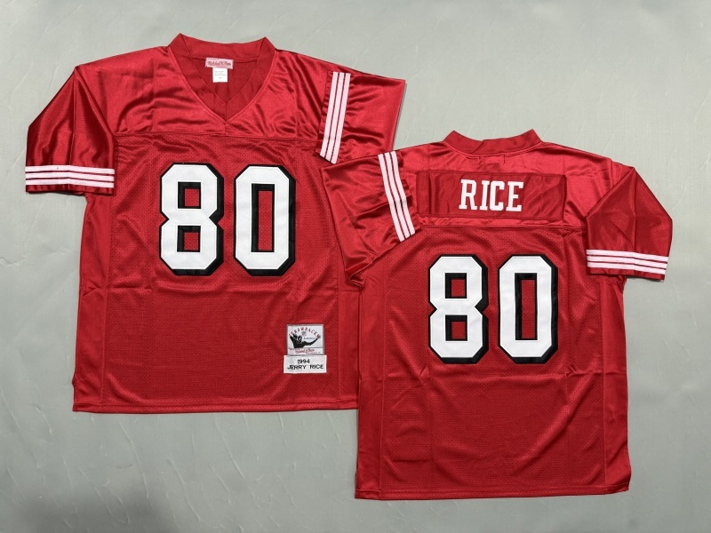 Men 2025 San Francisco 49ers #80 Rice red Throwback Limited NFL Jersey style 002->san francisco 49ers->NFL Jersey